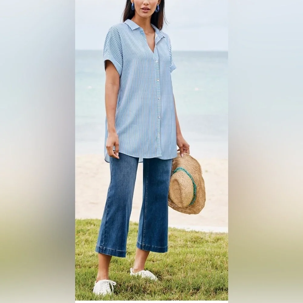 Soft Surroundings Ultimate Denim Wide Leg Crop Jeans NWT 16 - Picture 5 of 14